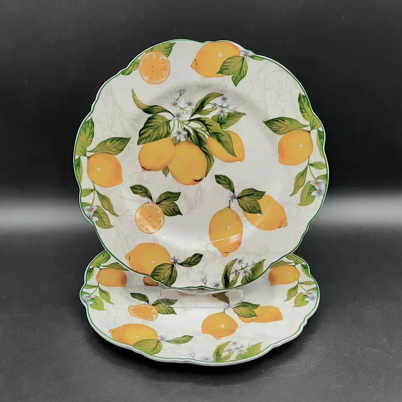 Grace Teaware Lemon Salad Plates Ruffled Rim Set of 2