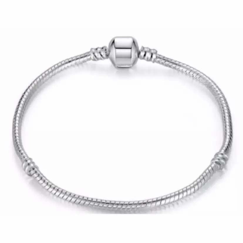 9 Inch European Charm Bracelet with Barrel Clasp in Alloy Finish