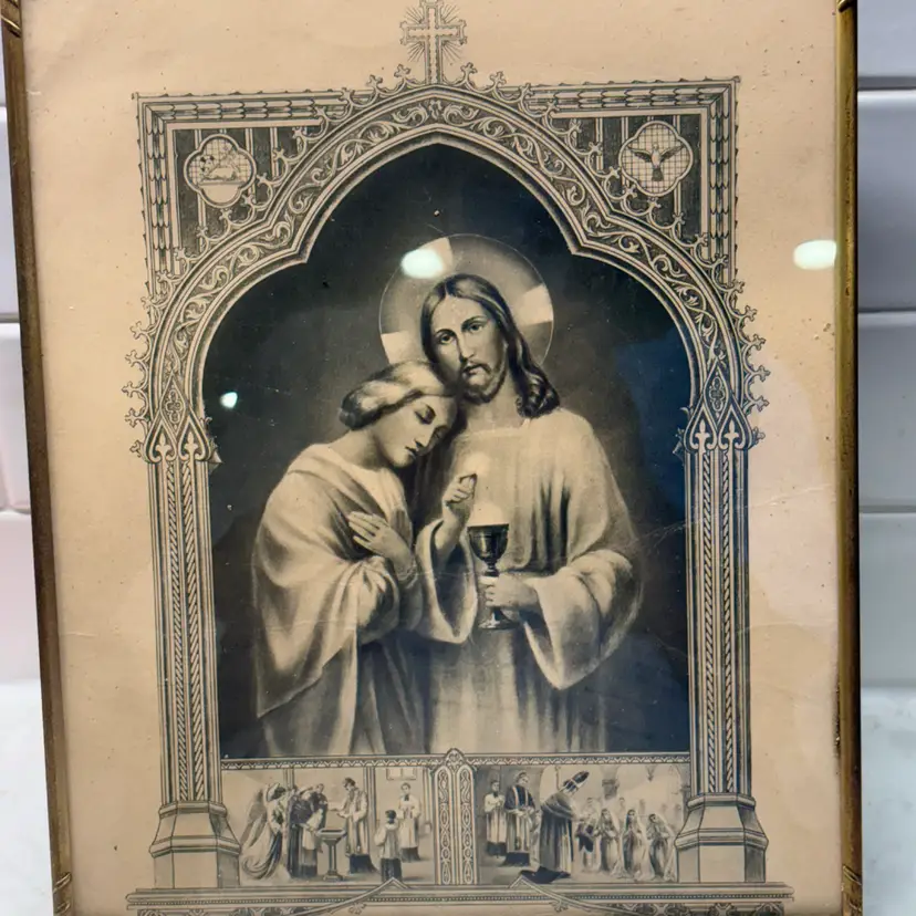 Vtg  Gold Gilt Brass Picture Frame 8x10 Photo 10x12.5" Rope Twist Stand Hanging
