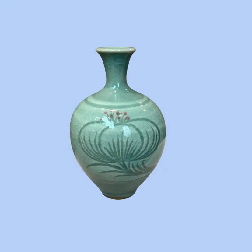 Vintage Miniature Pottery Vase 
Celadon Vessel Called Cheongja / 청자
Korean