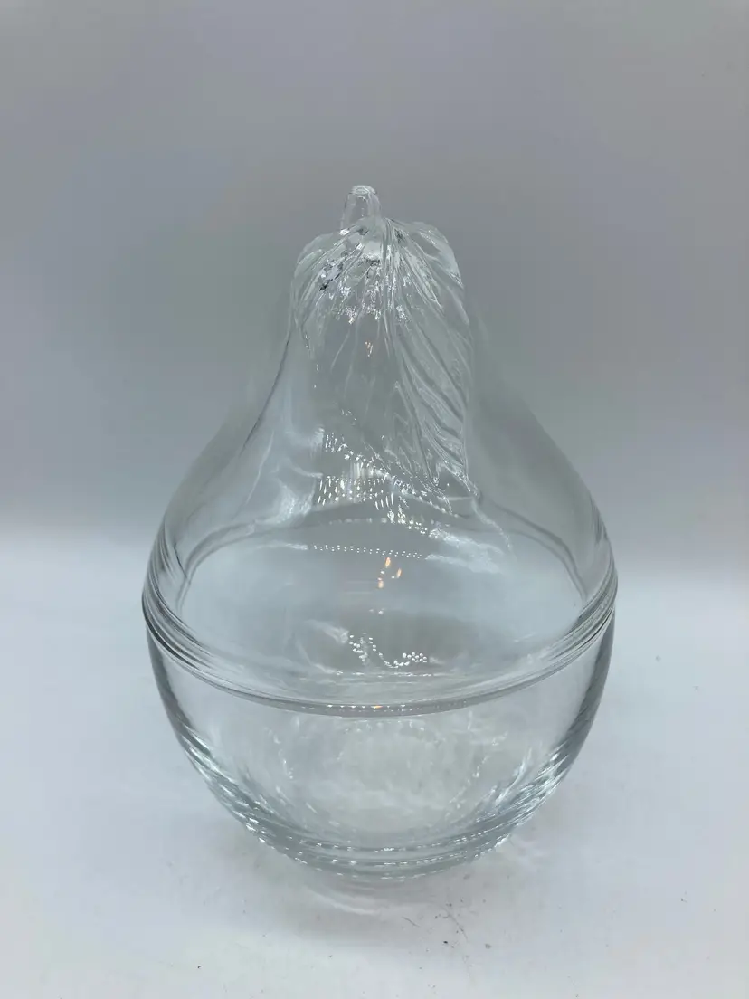 Vintage Luminarc Clear Glass Pear Shaped Candy Dish / Jewellery Box