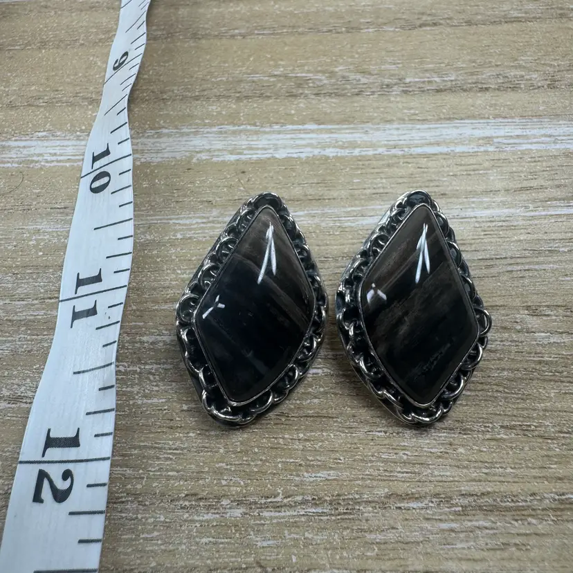 Jay King DTR Sterling Banded Onyx Earrings