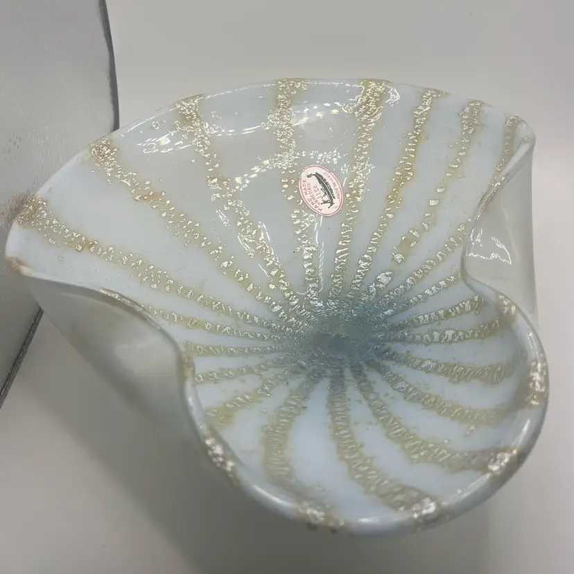 Vintage Murano Art Glass Bowl With Original Sticker