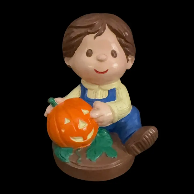 Gare Inc 1981 Ceramic Boy With Pumpkin Figurine