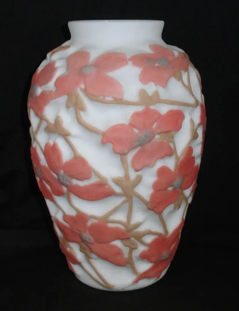 Vintage Phoenix Consolidated Vase ~ Art Glass Satin Pink Dogwood ~ 10.5”
