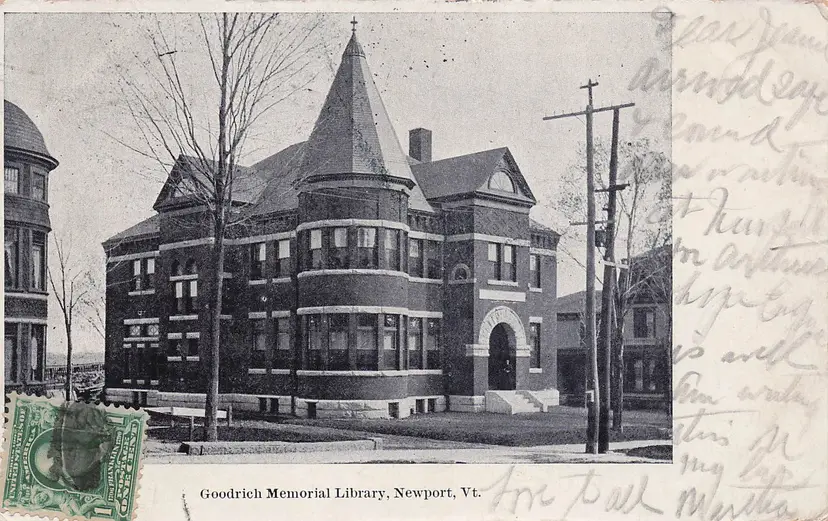 1905 Goodrich Memorial Library Newport Vermont Antique Postcard