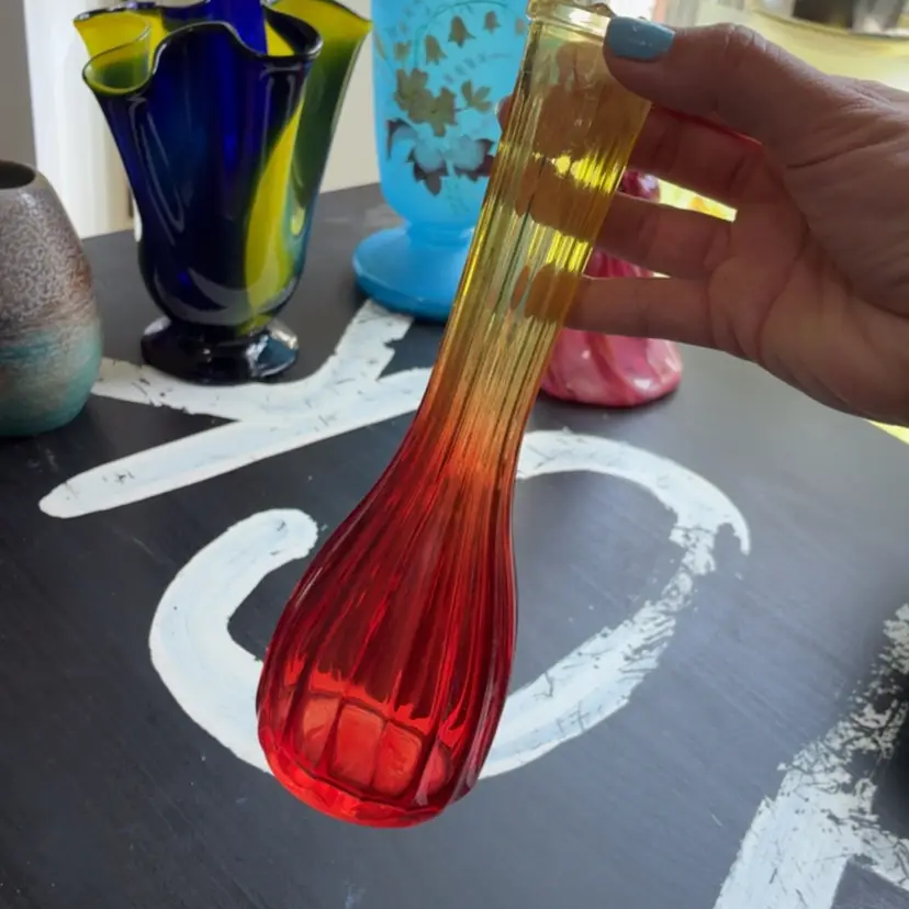 Vintage Amberina Bud Vase Glows!