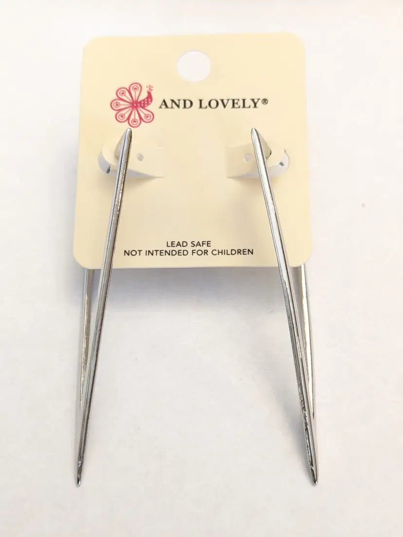 And Lovely Silver Tone Triangular Long Spike Pierced Earrings NWT