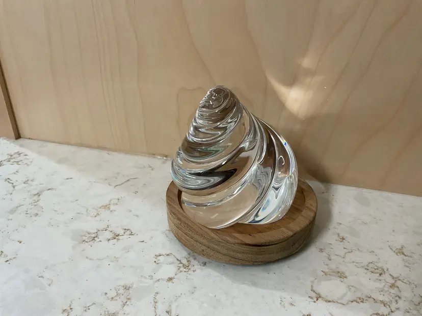 Steuben Clear Glass Spiral Conch Seashell Paperweight