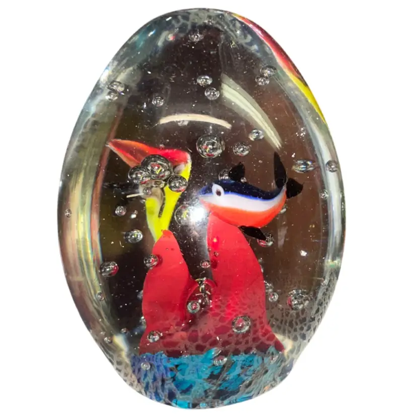 Large Aquatic Fish Paperweight Egg Shaped