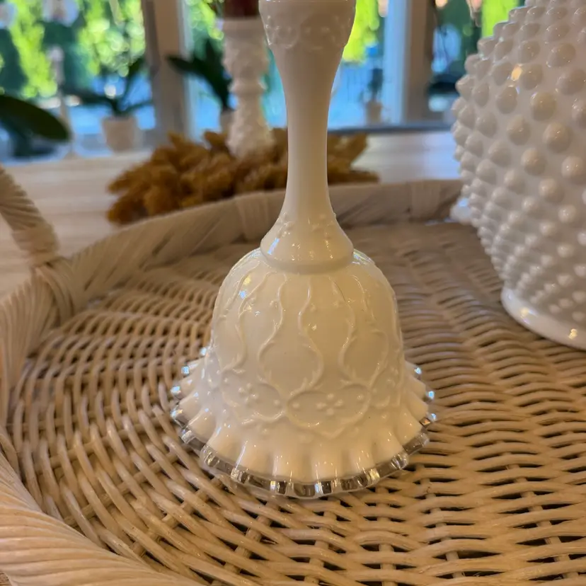Fenton Spanish Lace Milk Glass Bell