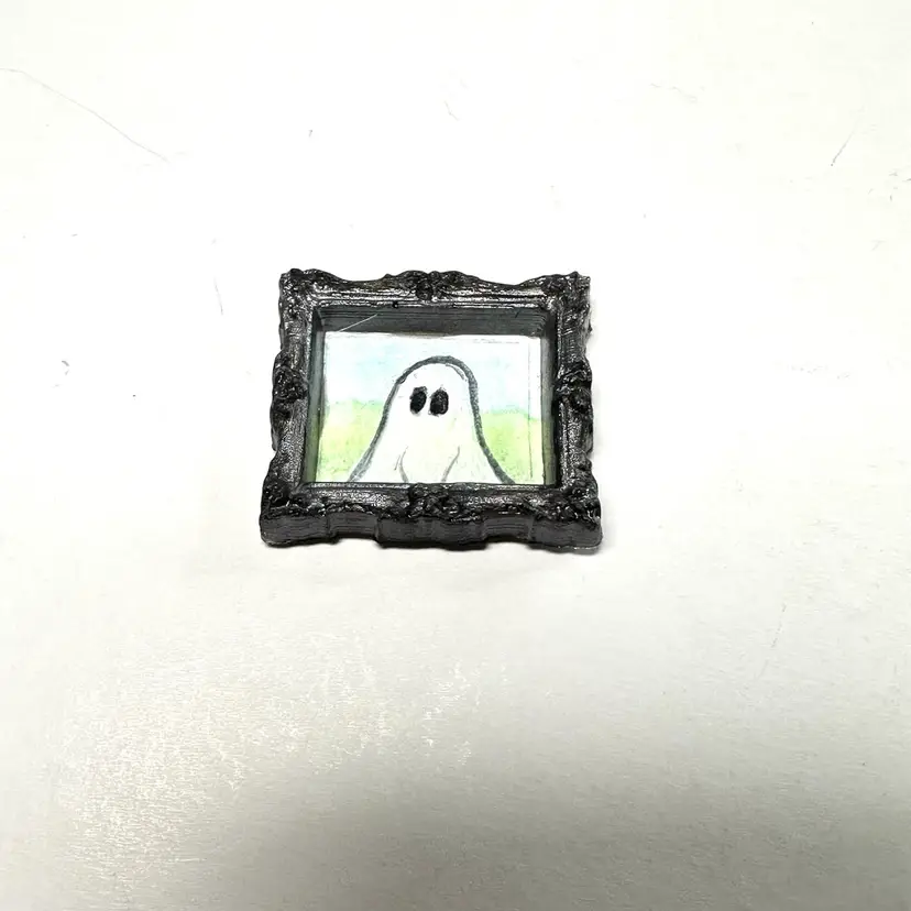 Blue Green Miniature Ghost Portrait Magnet Made By Me 1.25” X 1”