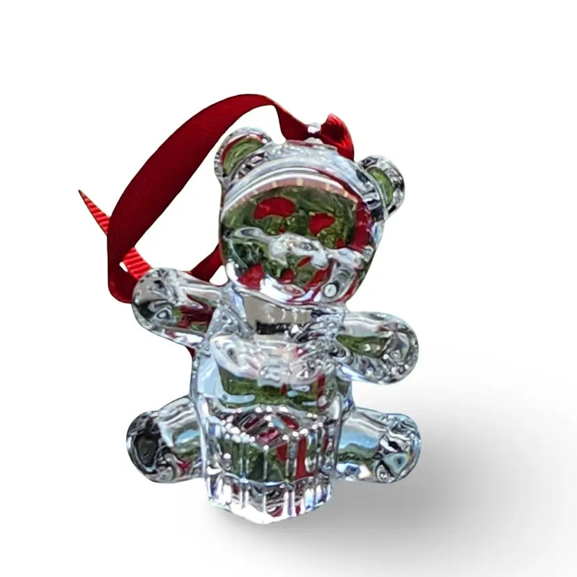 Waterford Marquis Crystal Teddy Bear Christmas Ornament - 1998 Ltd Ed 100th Anniversary Endearments Series