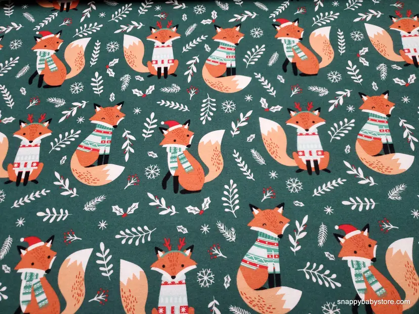 Fox in Sweater Flannel Fabric Remnant - 100% Cotton - Choose Size - Soft Craft & Quilting Fabric