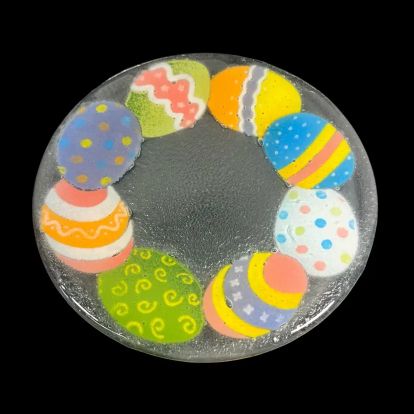 (*read) Easter Egg Fused Glass Plate | 7.75”