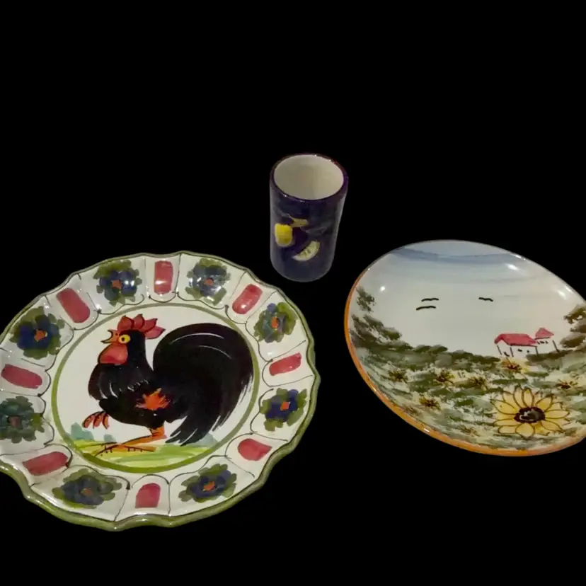 Italian Plate Wall Hanging And Lemoncello Cup