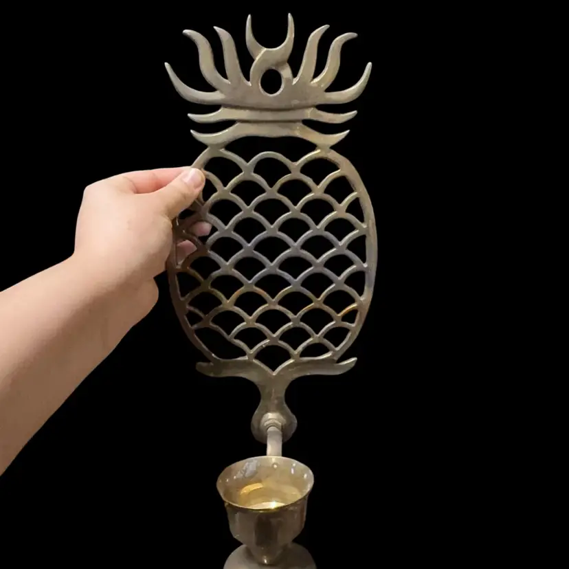 Brass Pineapple Candle Holder Wall Hanging
