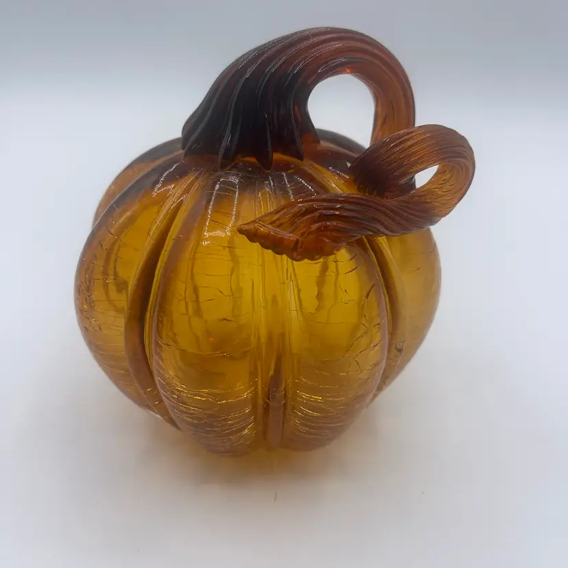 crackle Glass Pumpkin 4 1/2 Inches Tall