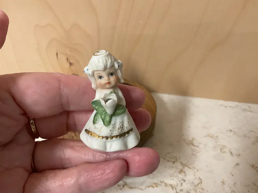 Vintage Miniature Porcelain Flower Girl Figurine Halo