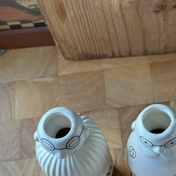Whimsical Grandma & Grandpa Ceramic Bud Vase Set | Cute Couple Decor