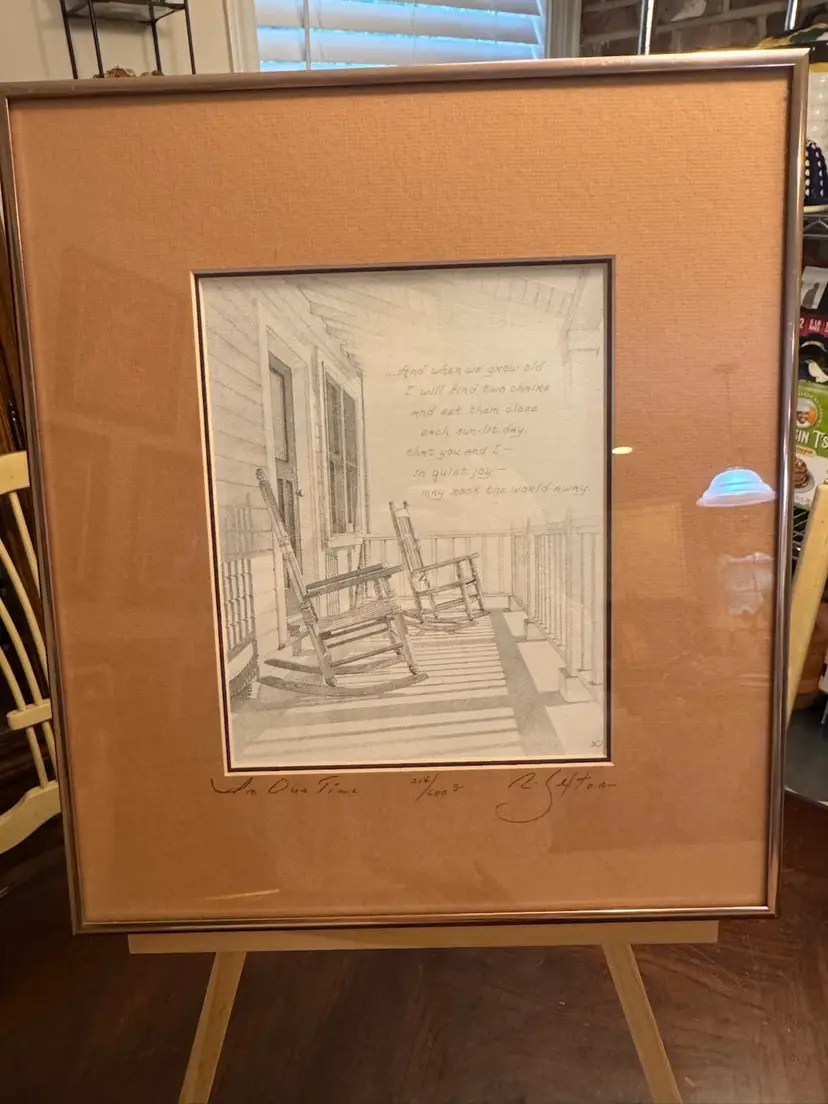 Limited Edition lithograph print titled "In Our Time" by the American romantic artist and writer Robert Sexton. 16” X 14”