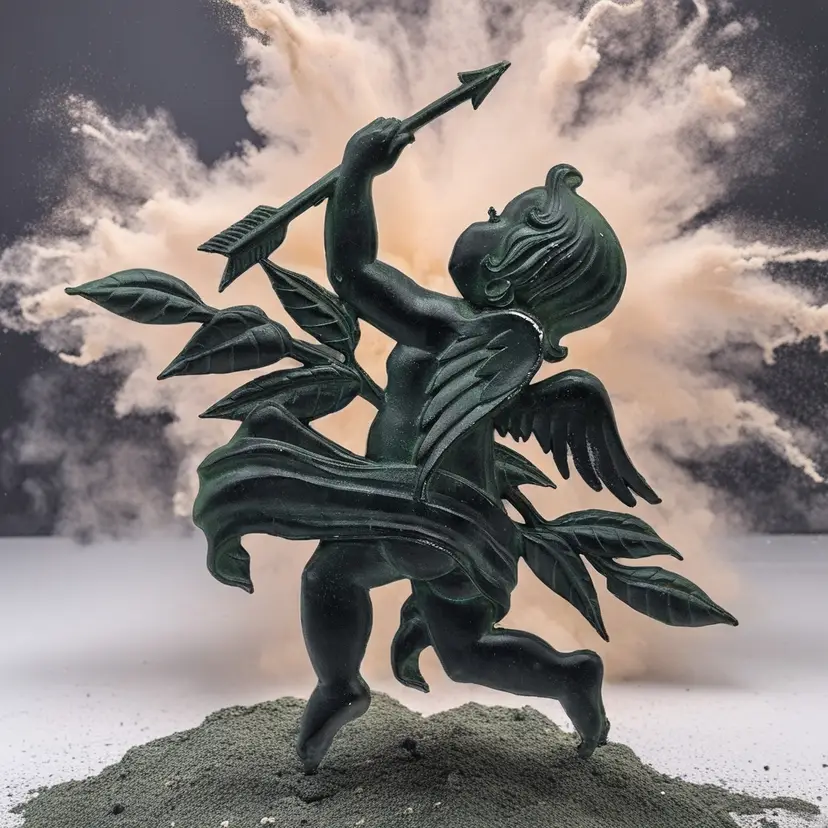 Vintage Sexton Cast Metal Green Cupid Cherub Wall Hanging Mid Century 1960s Art