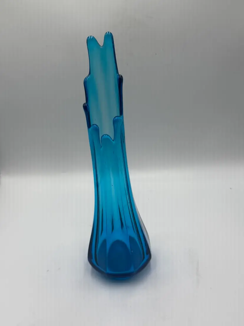 Blue Mid-Century LE Smith Wide Swung Vase