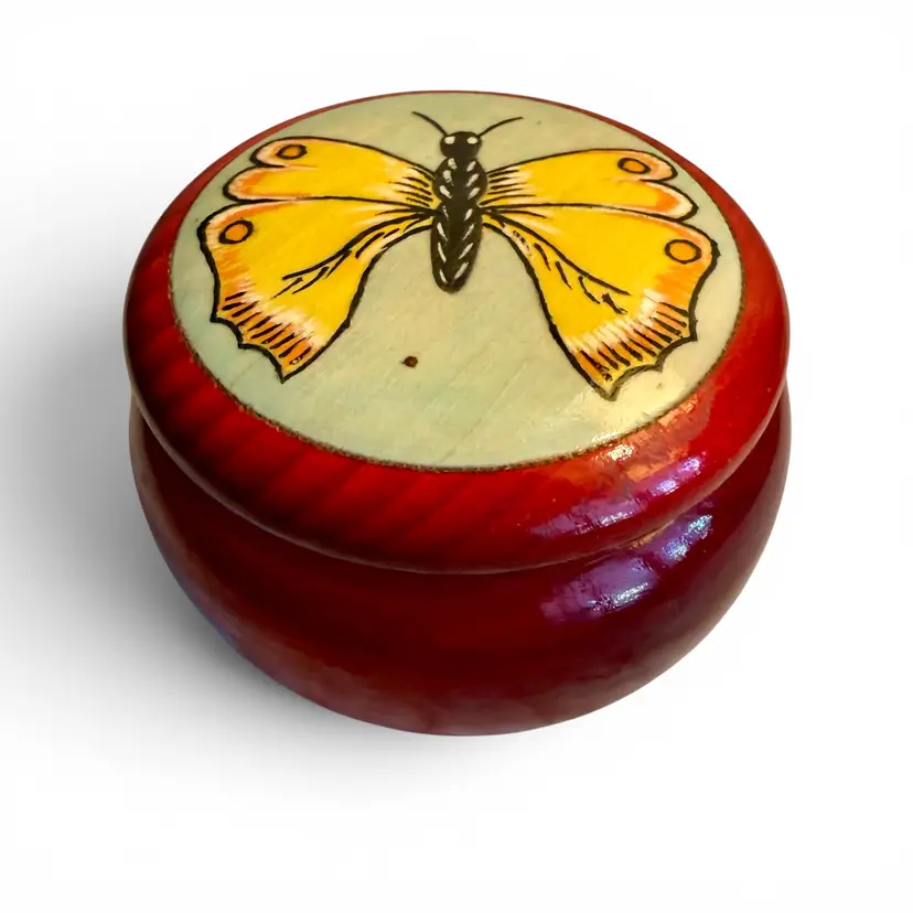 Vintage Handmade Wooden Trinket Box made in Poland