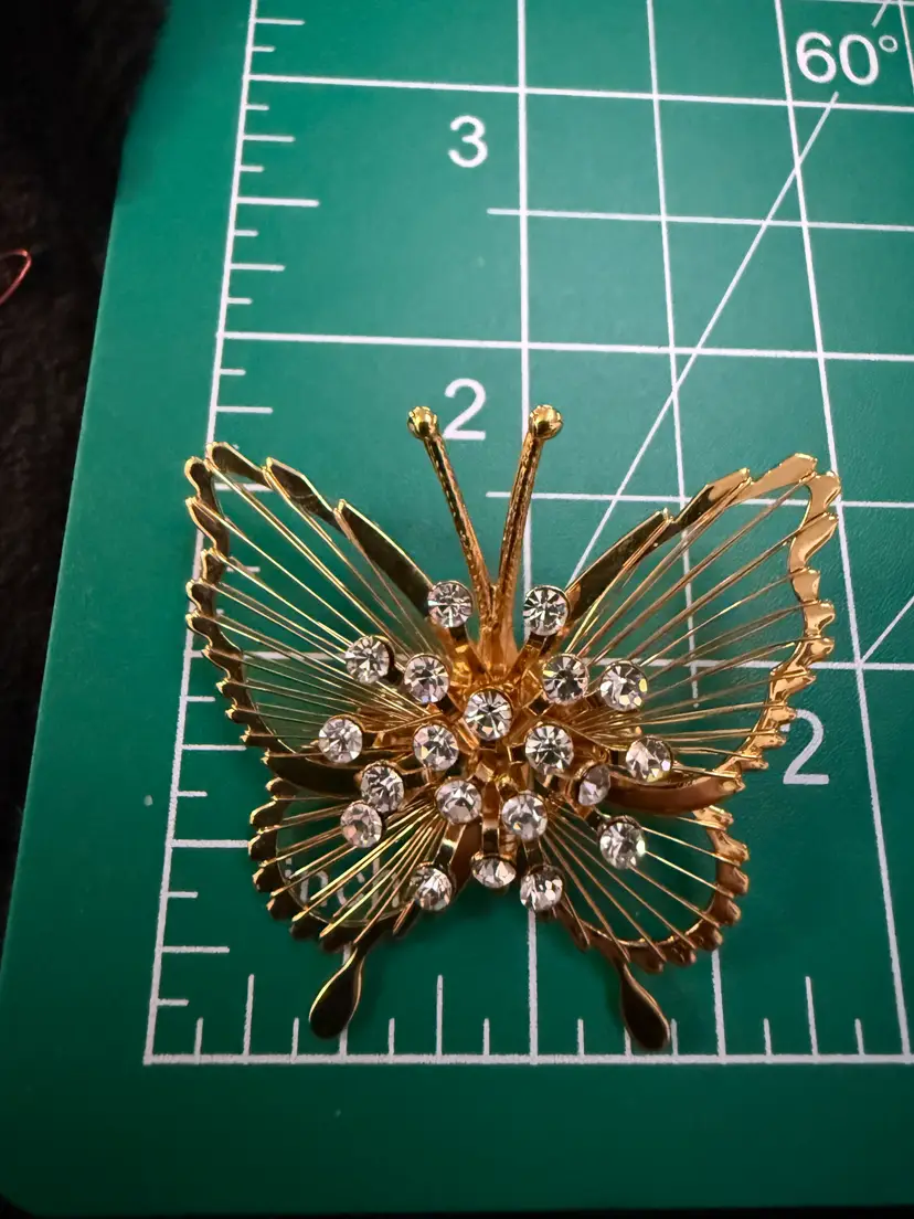 Vintage Monet Rhinestone Butterfly Brooch