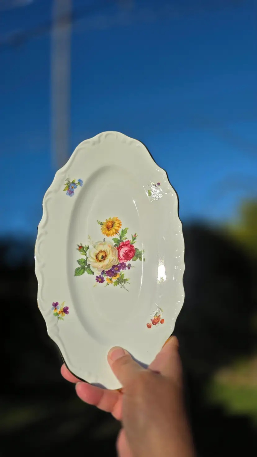 Vintage Reichenbach Germany Porcelain Scalloped Floral Plates - Set of 4