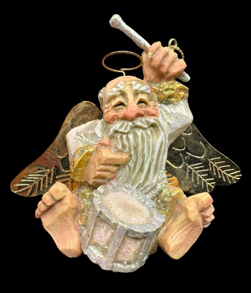 Vintage David Frykman Ornament Oldest Angel  All That Glitters Playing Drum 1995