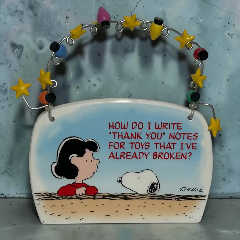 Depart 56 Peanuts Ceramic Ornament/Wall Decor Snoopy Lucy Christmas 5.75" X 5"