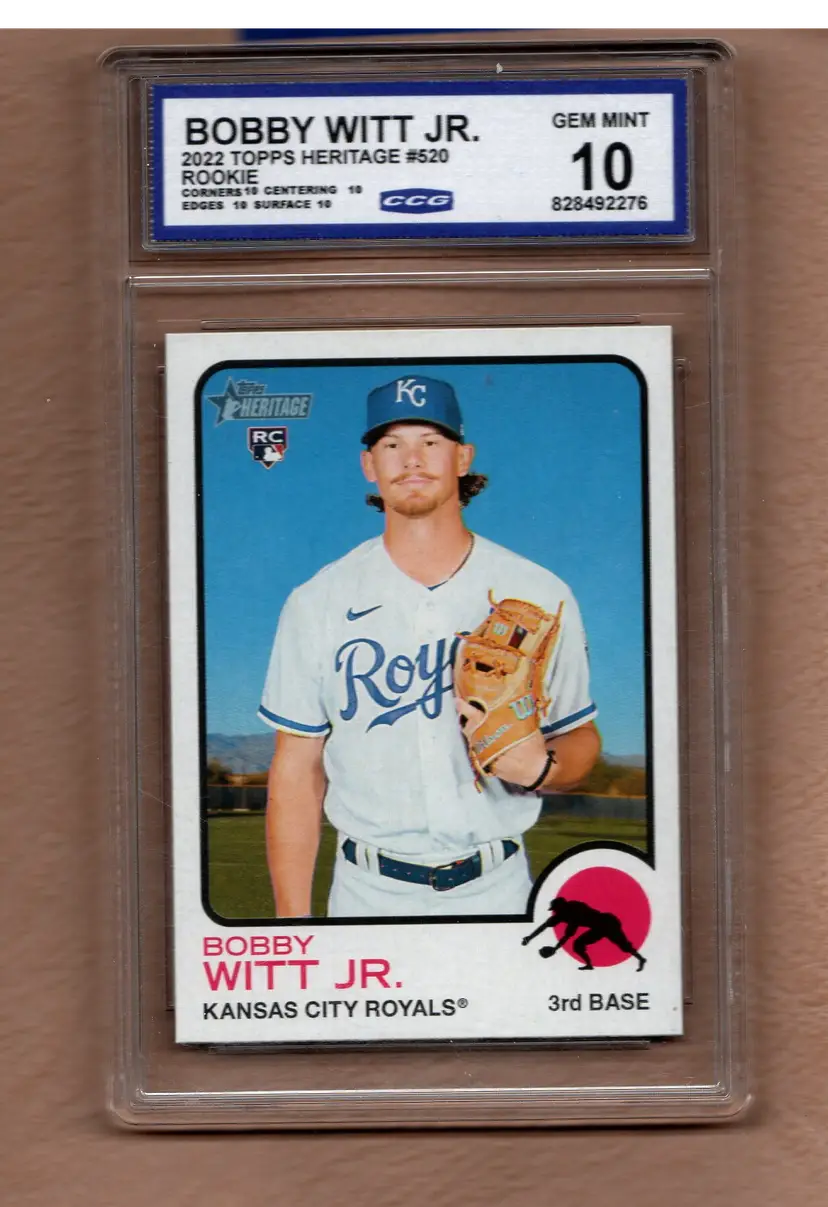 Bobby Witt Jr. 2022 Topps Heritage #520 Rookie Gem Mint CCG 10 Kansas City Royals