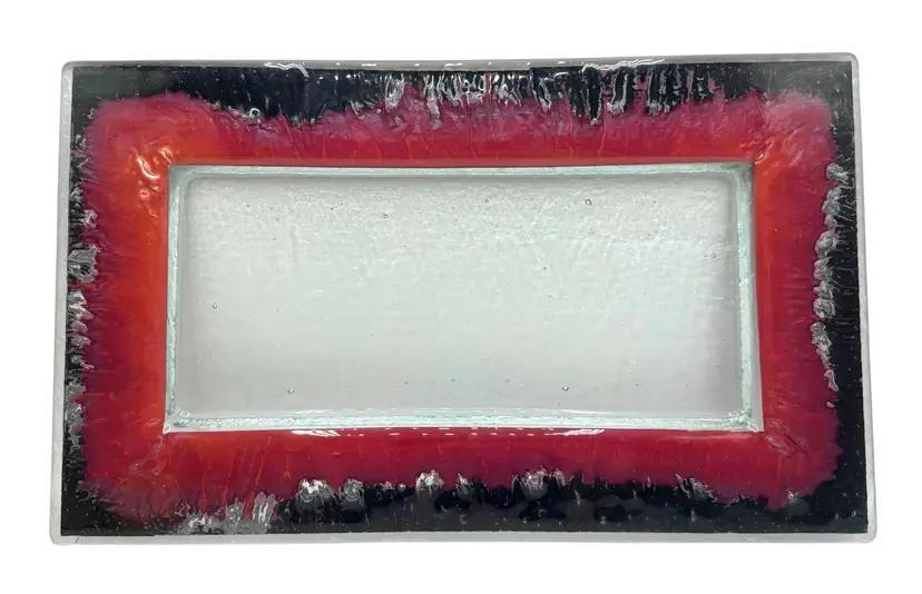 Signed Charlton Glassworks Vintage Copper Fused Art Glass Serving Tray 2000 15”