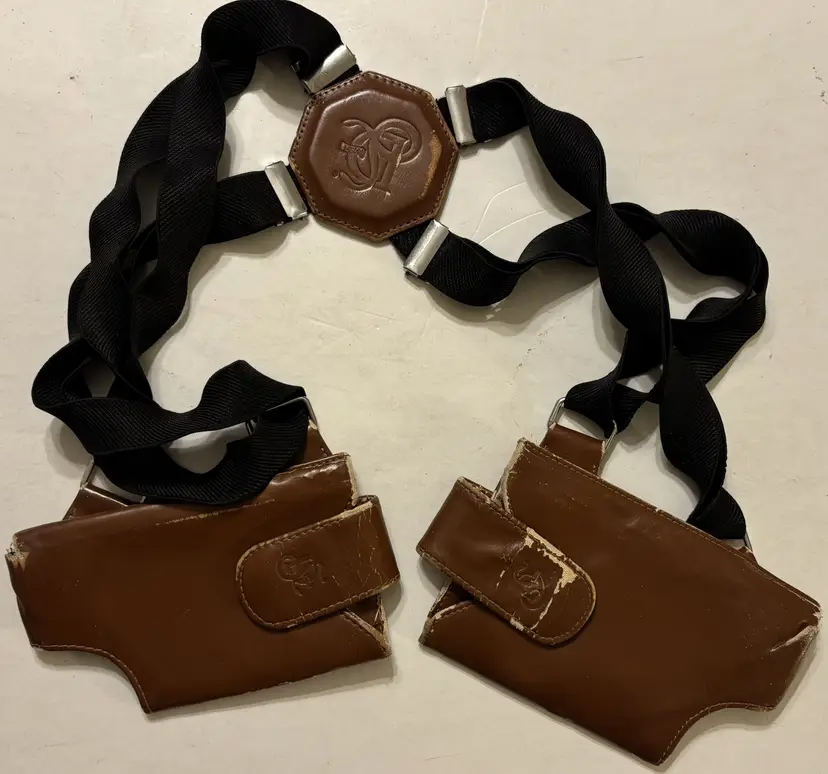 Vintage LD West Cognac Brown Leather Shoulder Holster with Adjustable Straps
