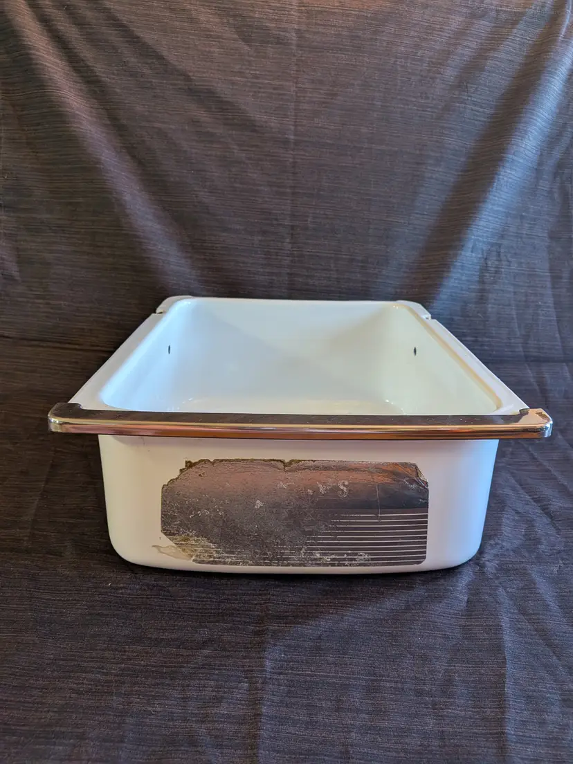 Vintage Enamelware "MEATS" Refrigerator Drawer