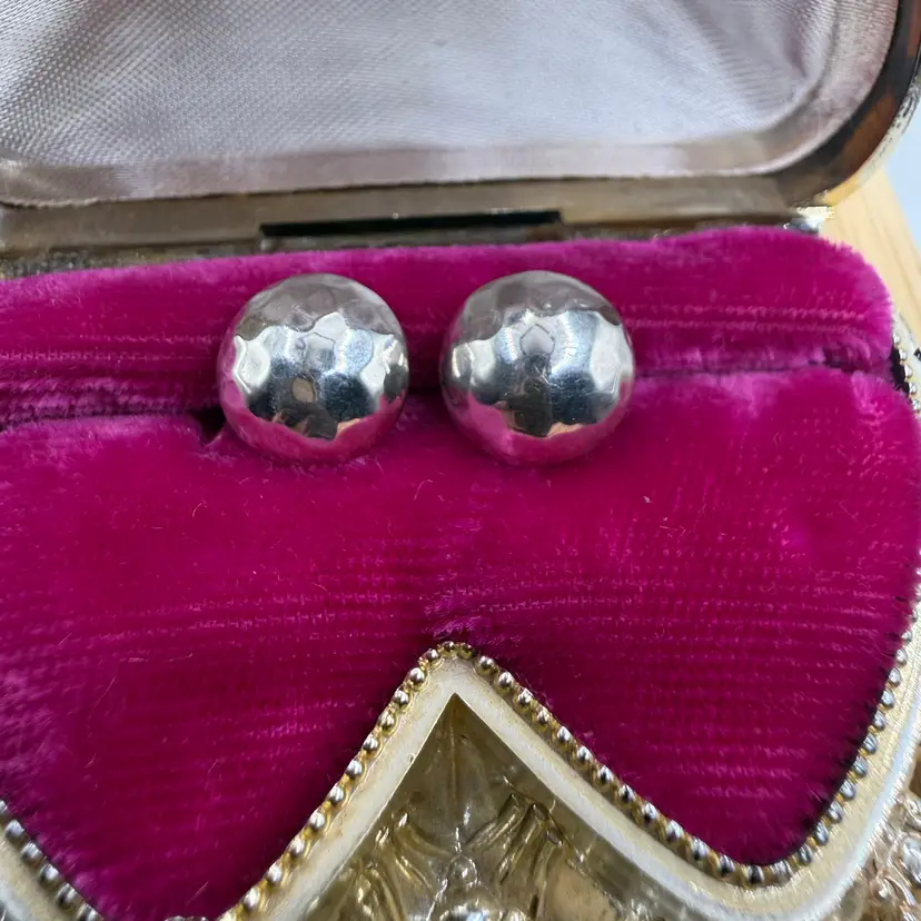 retired vintage Silpada Sterling Silver Hammered Ball Stud Earrings