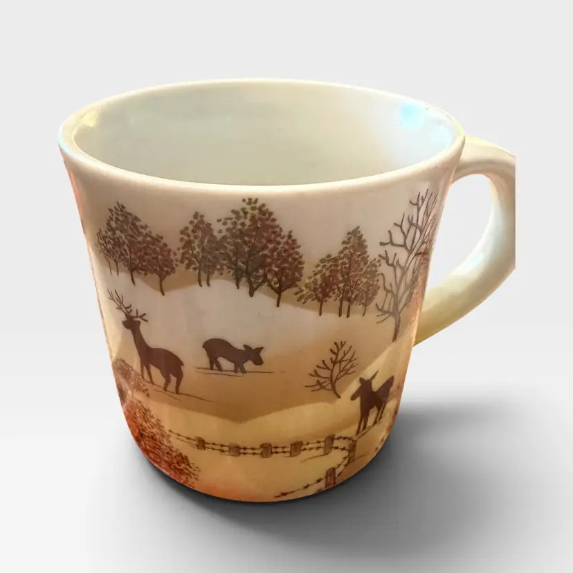 Vintage Otagiri Coffee Mug Deer Nature Multicolor Japan Cup