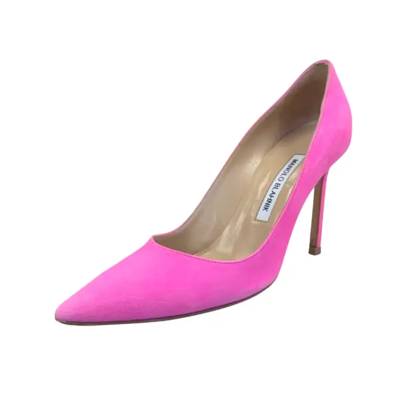 Manolo Blahnik Neon Pink Suede BB Pumps Sz 3