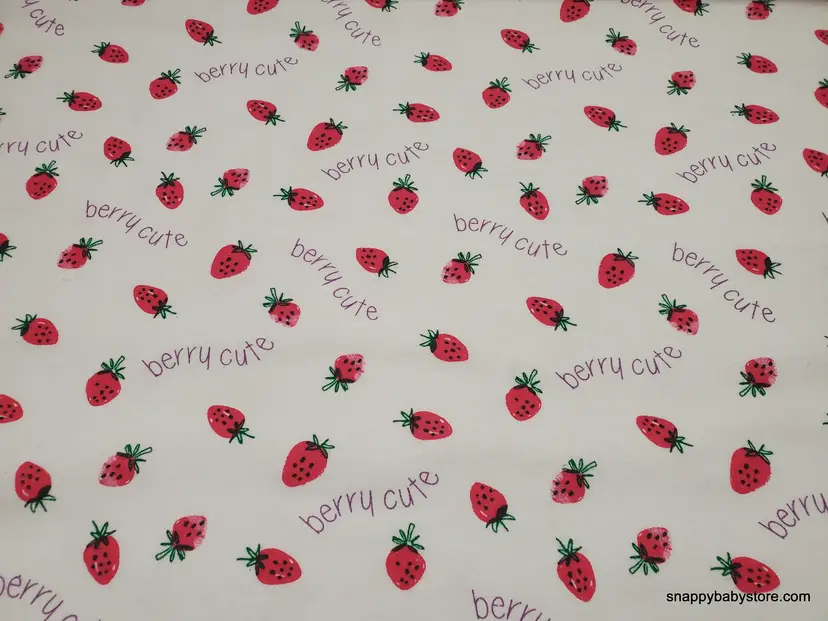 Berry Cute on White Flannel Fabric Remnant - 100% Cotton - Choose Size - Soft Craft & Quilting Fabric