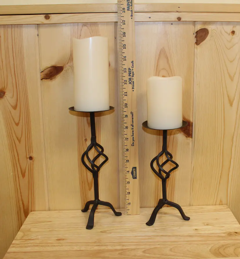 Set of 2 Vintage Wrought Iron Candle Holders