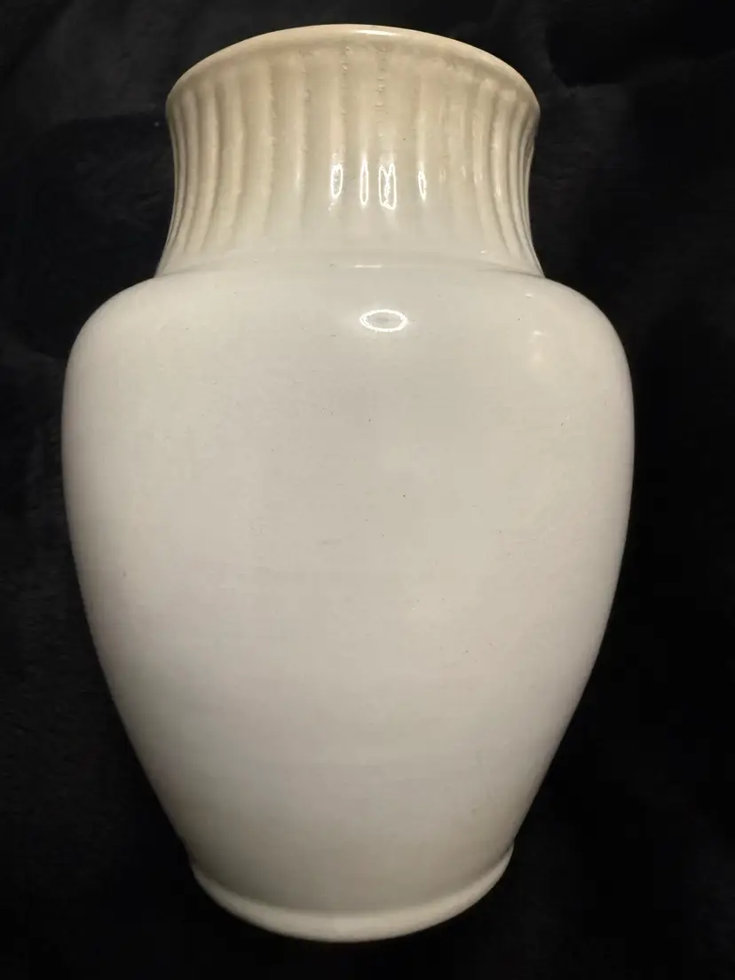 Vintage White Ceramic Vase signed
