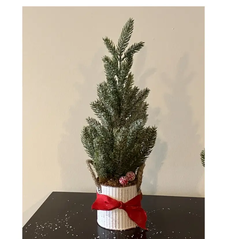 Ragon House 18” Flocked Tree w/ Rope Handled Pot