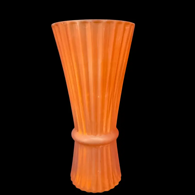 Vintage Orange Fluted Vase 10”