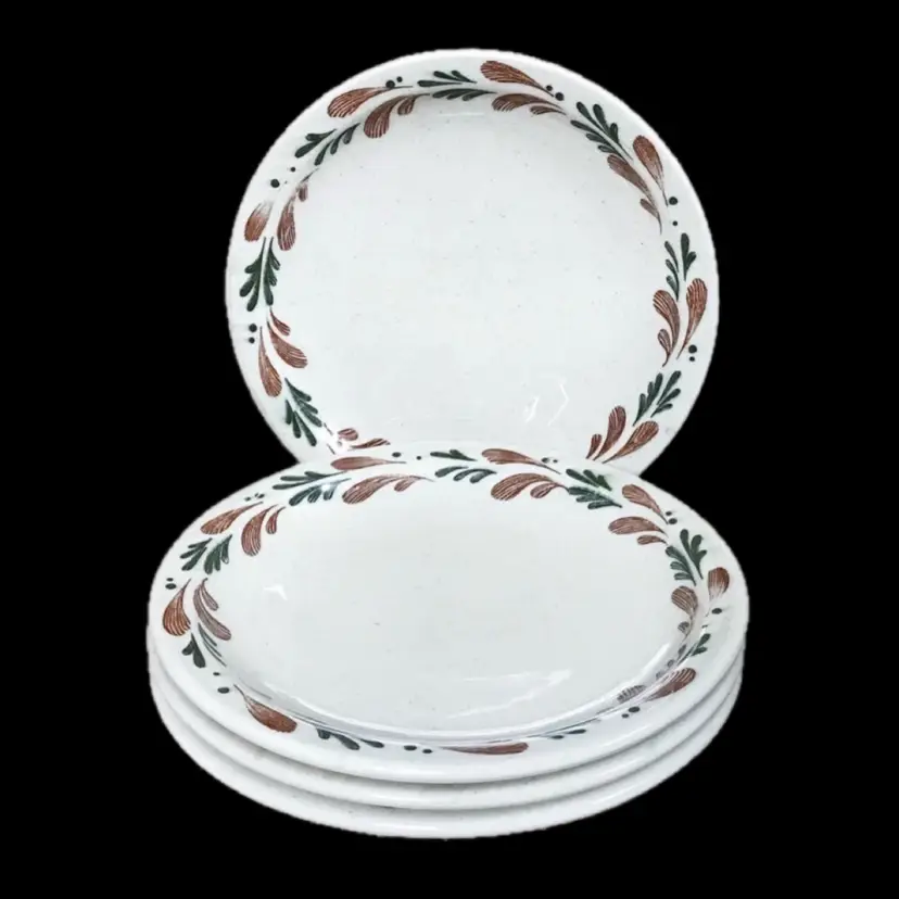 Vintage Syracuse China Leaf Border Speckled Salad Plates Restaurant Ware Fall