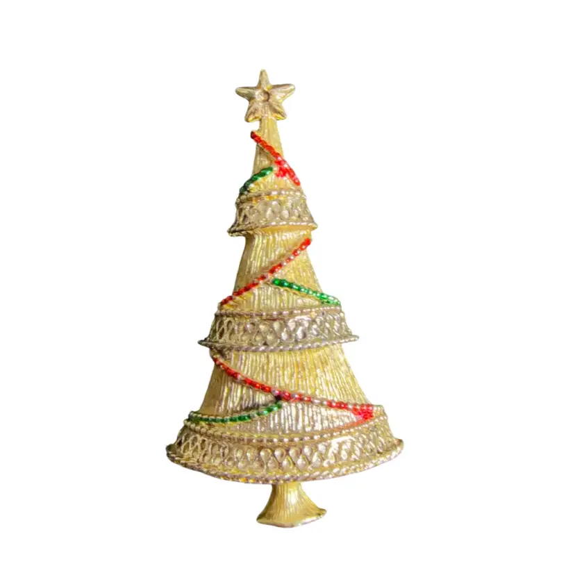 047. Sarah Coventry Gold Tone Christmas Tree Brooch AS IS 2.5”