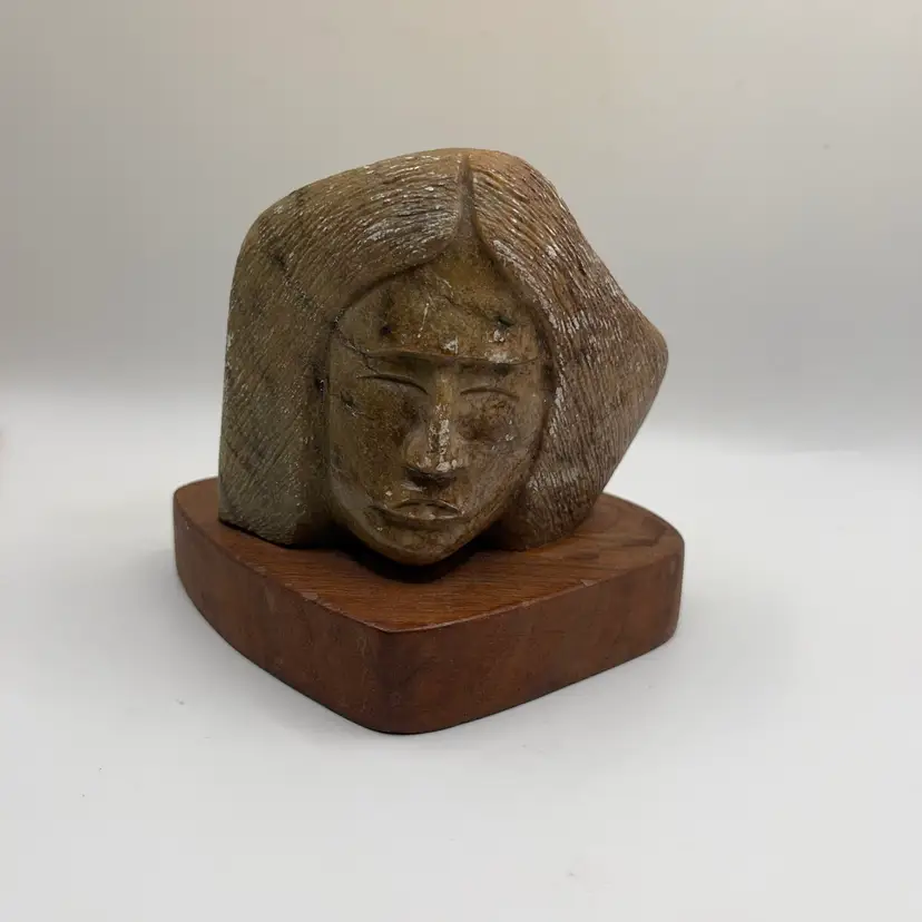 Lorne Fineday (Canada b. 1951) carved stone sculpture. Native American- Cree - Signed