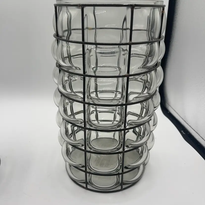 Bubble Glass With Metal Frame Vase 10 Inches Made By West Elm