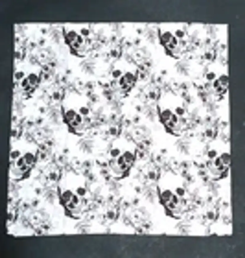 6 Nicole Miller Halloween Skulls Floral Napkins Set 18" Gray Black White Gothic