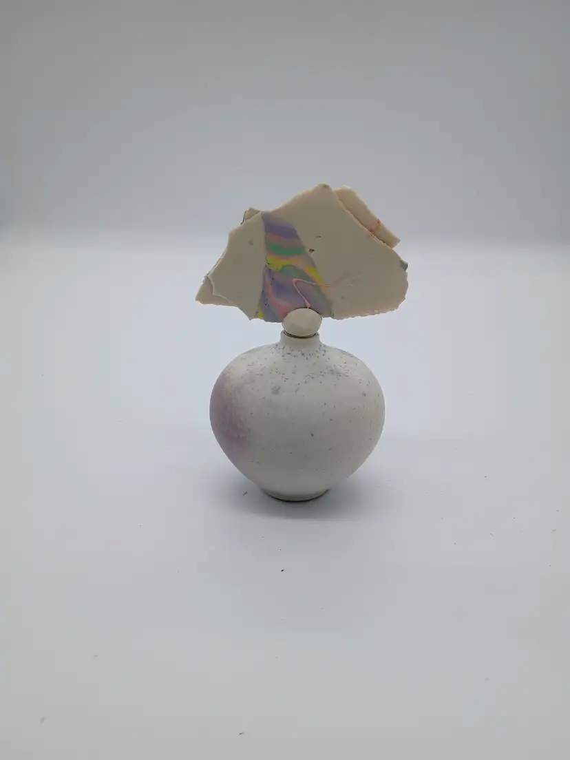 Julie Thompson Studio Art Pottery Perfume Bottle w Stopper Signed .